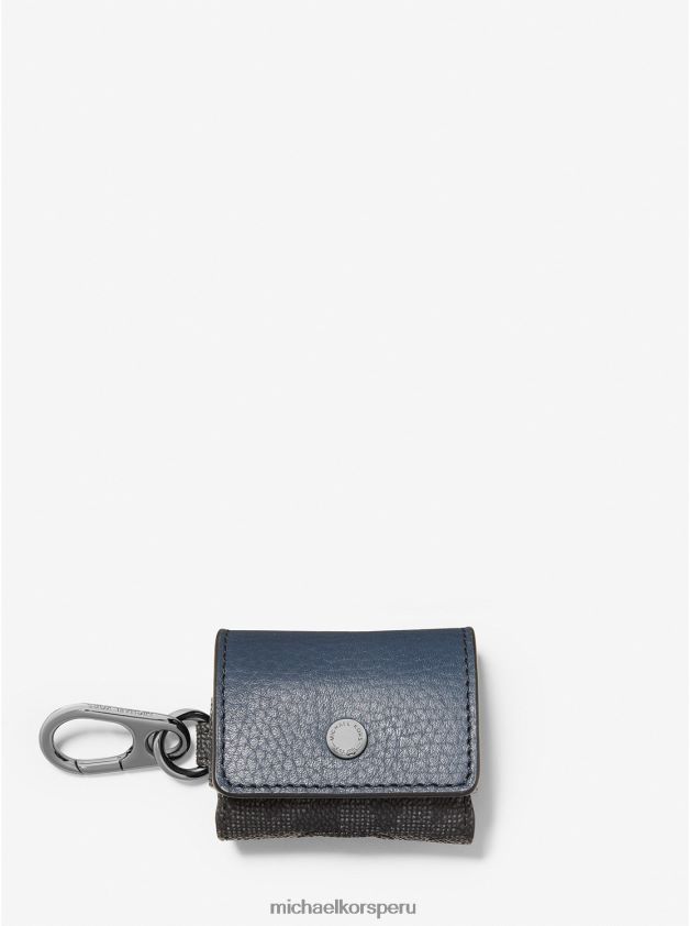 accesorios educacion fisica Michael Kors hombres Estuche con clip de cuero granulado y logo para airpods de Apple azul marino/negro 8FX48V3363