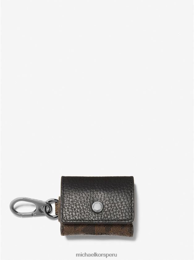 accesorios educacion fisica Michael Kors hombres Estuche con clip de cuero granulado y logo para airpods de Apple marrón/negro 8FX48V3361