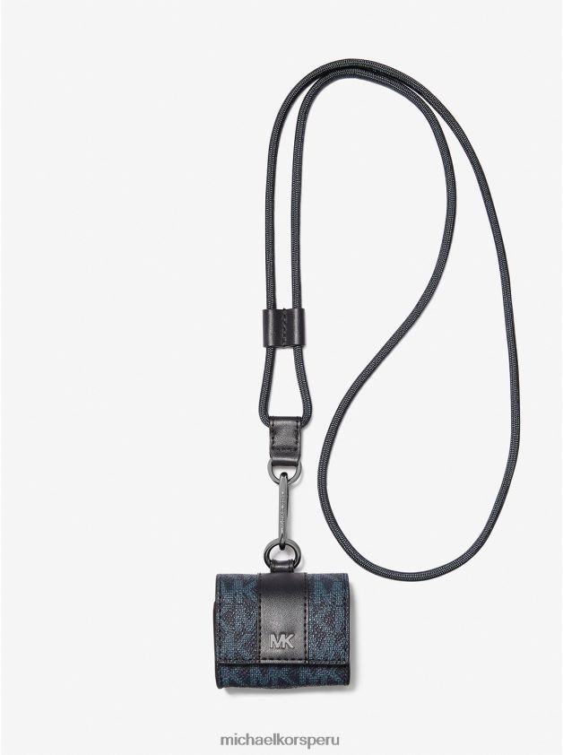 accesorios educacion fisica Michael Kors hombres Funda con cordón y logotipo de Hudson para Apple Airpods Pro admrl/plazul 8FX48V3355