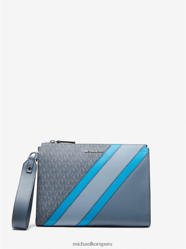 accesorios educacion fisica Michael Kors hombres pulsera de cuero sintético con rayas y logo de Cooper mezclilla 8FX48V3343