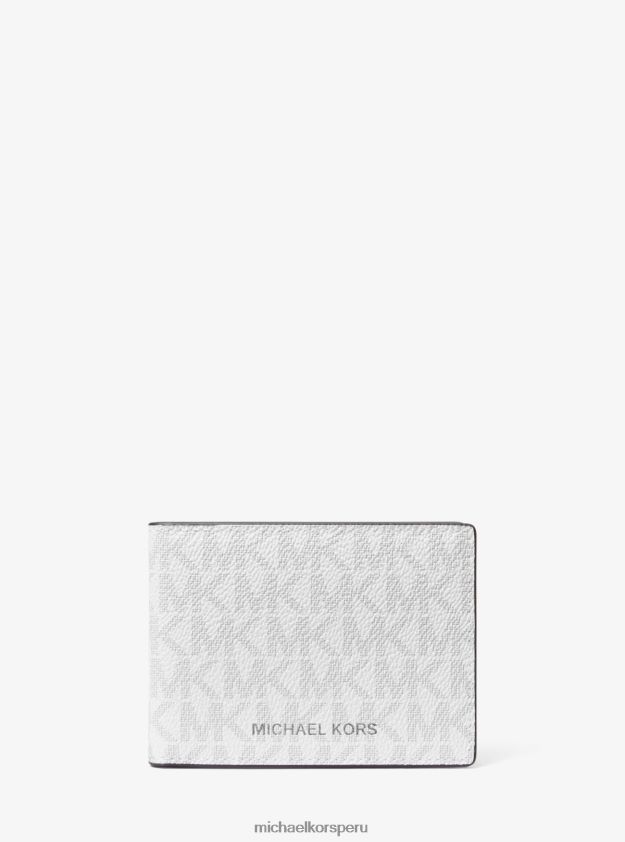 accesorios educacion fisica Michael Kors hombres set de regalo de cartera con logo y rayas de piel sintética y pasaporte verde palma 8FX48V3351