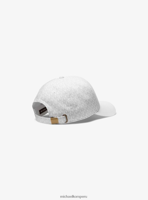 accesorios educacion fisica Michael Kors hombres gorra de béisbol de algodón con logo estampado blanco 8FX48V3364