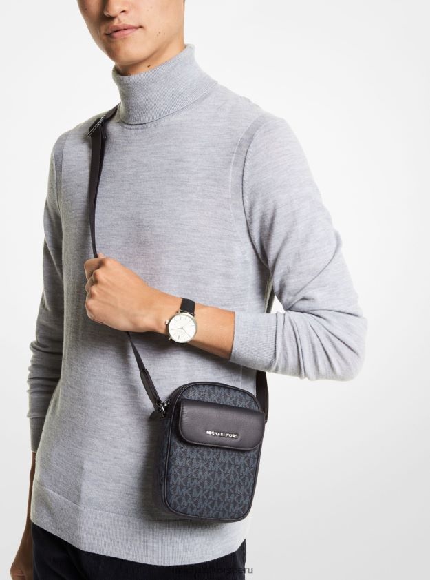 accesorios educacion fisica Michael Kors hombres bandolera Hudson con logo para smartphone admrl/plazul 8FX48V3183