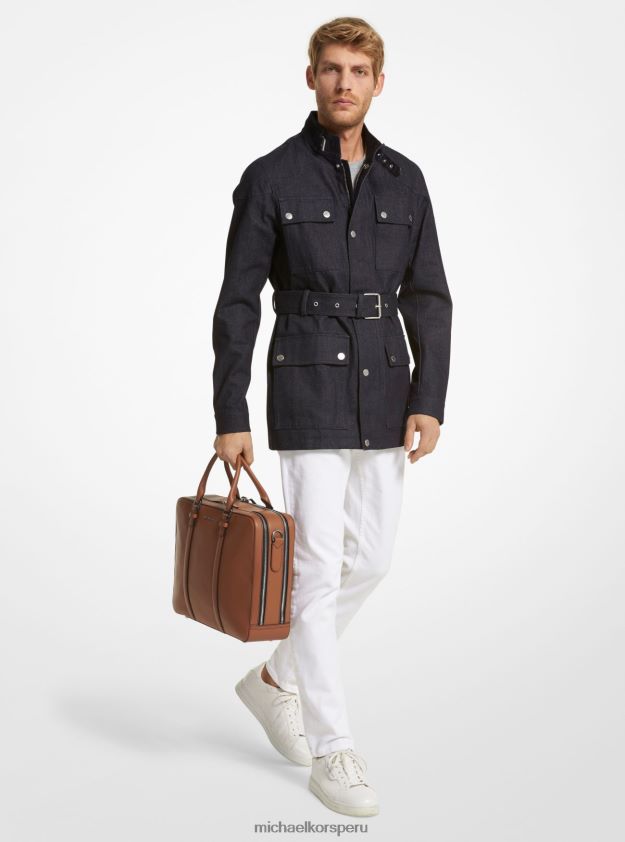 accesorios educacion fisica Michael Kors hombres maletín de cuero con doble fuelle y logo Hudson equipaje 8FX48V3189