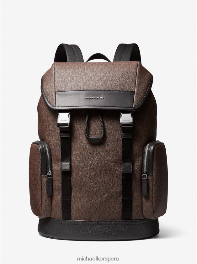 accesorios educacion fisica Michael Kors hombres mochila con logo Hudson marrón/negro 8FX48V3161