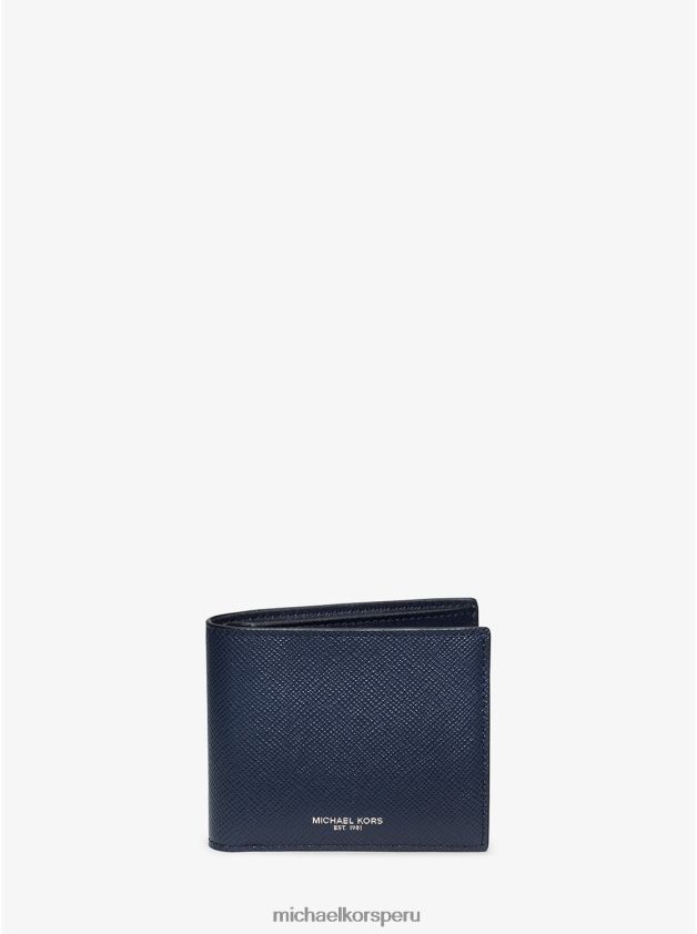 accesorios educacion fisica Michael Kors hombres Cartera tipo billetera Harrison de piel flor cruzada con tarjetero Armada 8FX48V3197