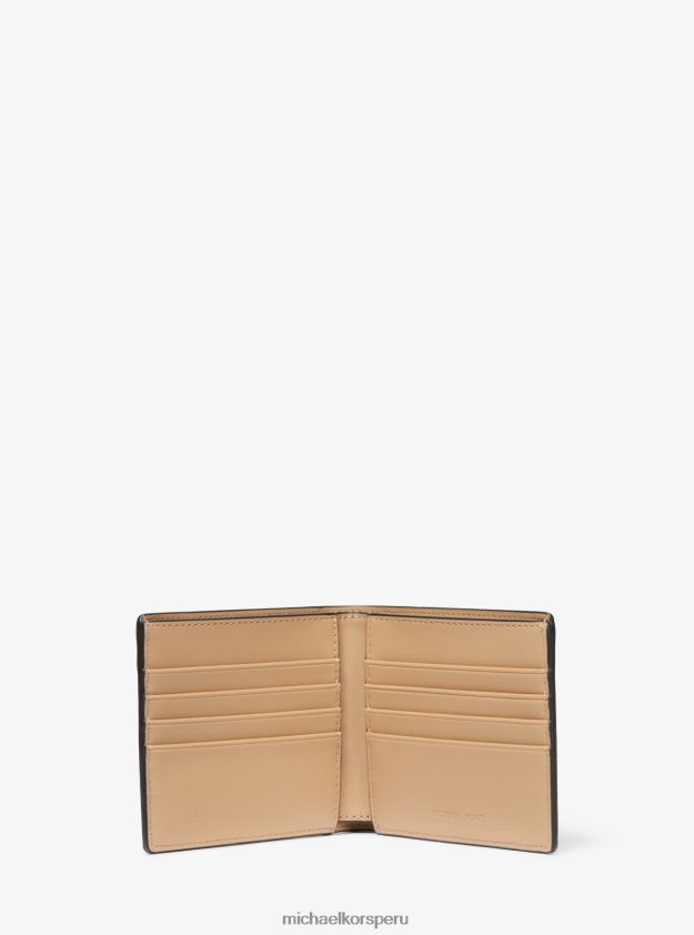 accesorios educacion fisica Michael Kors hombres billetera Hudson de cuero camello 8FX48V3234