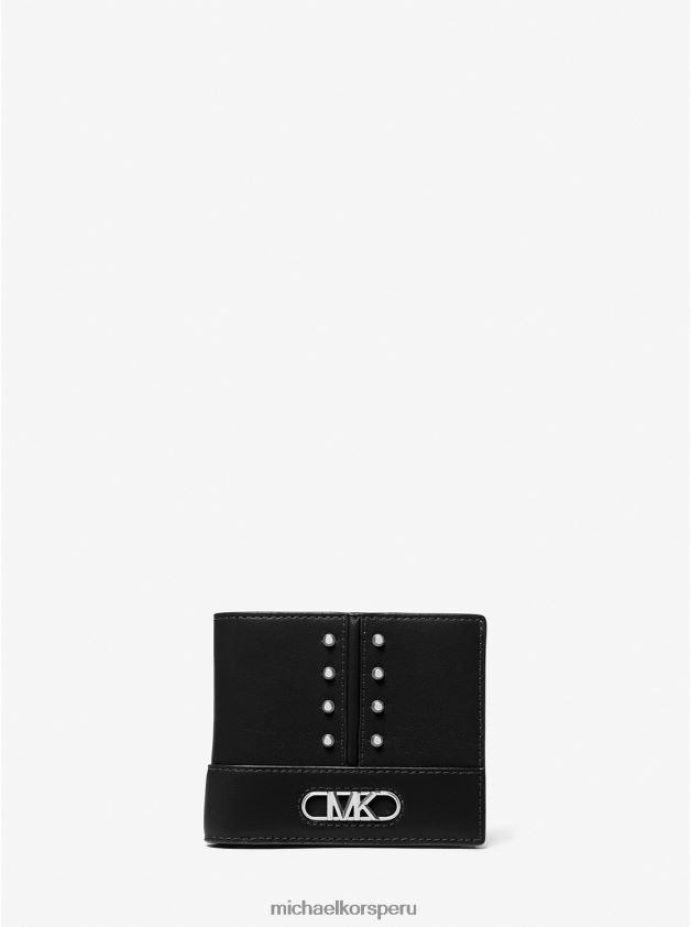 accesorios educacion fisica Michael Kors hombres cartera astor de piel con tachuelas negro 8FX48V3195