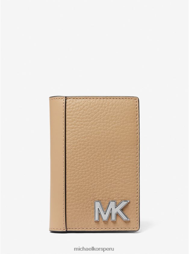accesorios educacion fisica Michael Kors hombres tarjetero Hudson de piel granulada camello 8FX48V3246