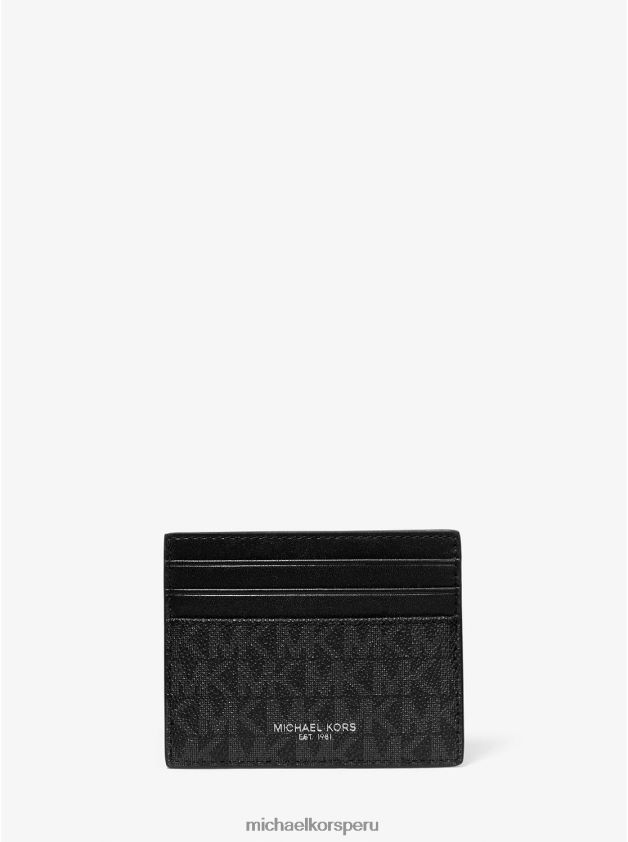 accesorios educacion fisica Michael Kors hombres tarjetero alto con logo Greyson negro 8FX48V3252