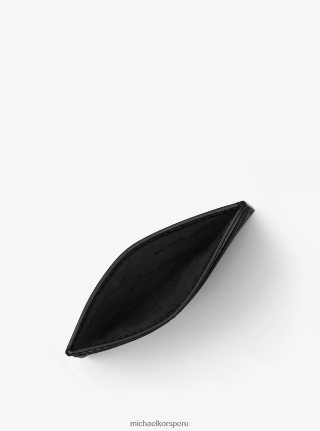 accesorios educacion fisica Michael Kors hombres tarjetero alto harrison de piel flor cruzada negro 8FX48V3242