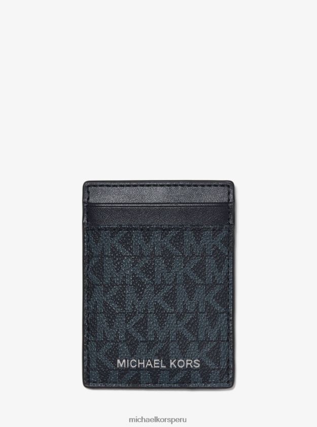 accesorios educacion fisica Michael Kors hombres tarjetero con logo y clip para billetes admrl/plazul 8FX48V3271