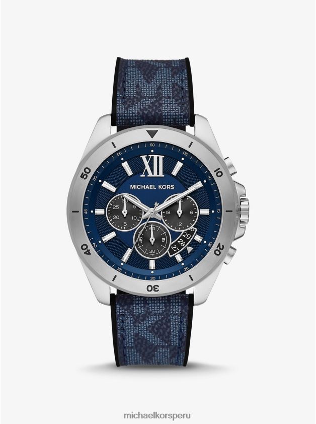 accesorios educacion fisica Michael Kors hombres Logotipo de Brecken de gran tamaño y reloj en tono plateado. Armada 8FX48V3291