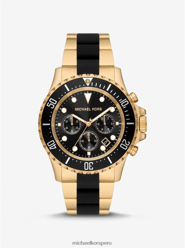 accesorios educacion fisica Michael Kors hombres reloj everest extragrande de silicona y tono dorado oro 8FX48V3282