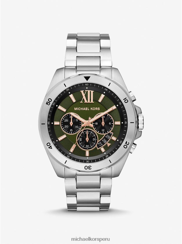 accesorios educacion fisica Michael Kors hombres reloj brecken extragrande en tono plateado plata 8FX48V3294