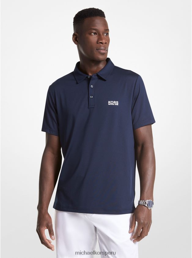ropa educacion fisica Michael Kors hombres playera tipo polo de punto elástico con logo de golf medianoche 8FX48V2892