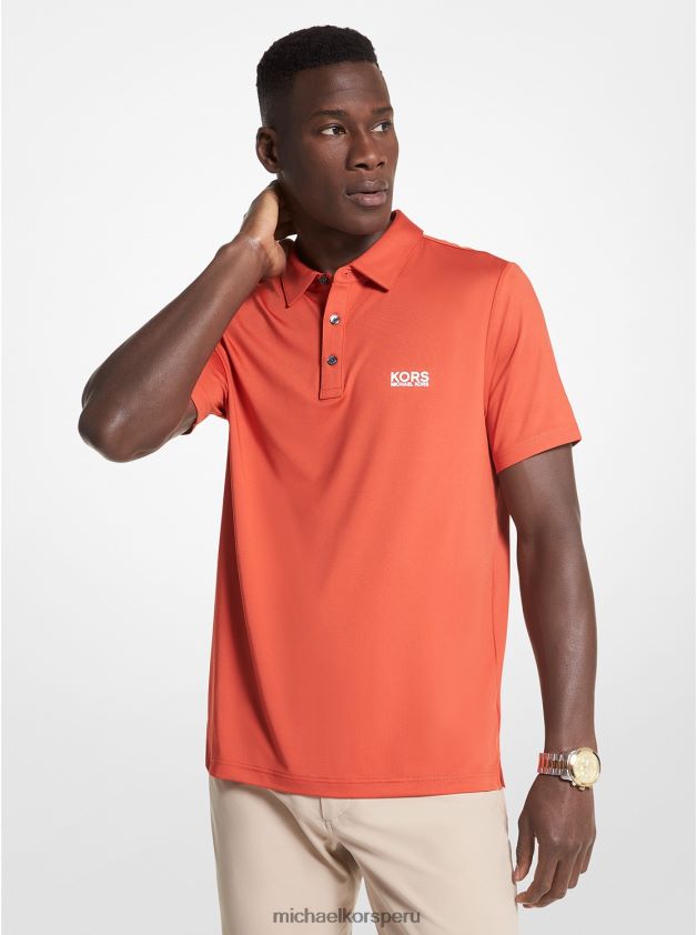 ropa educacion fisica Michael Kors hombres playera tipo polo de punto elástico con logo de golf naranja especia 8FX48V2890