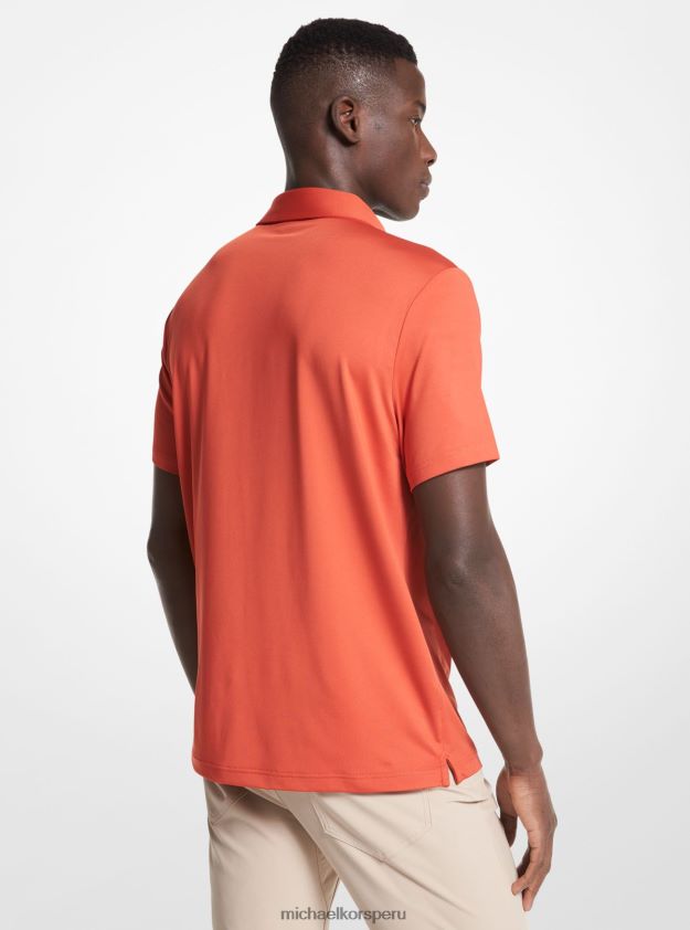 ropa educacion fisica Michael Kors hombres playera tipo polo de punto elástico con logo de golf naranja especia 8FX48V2890