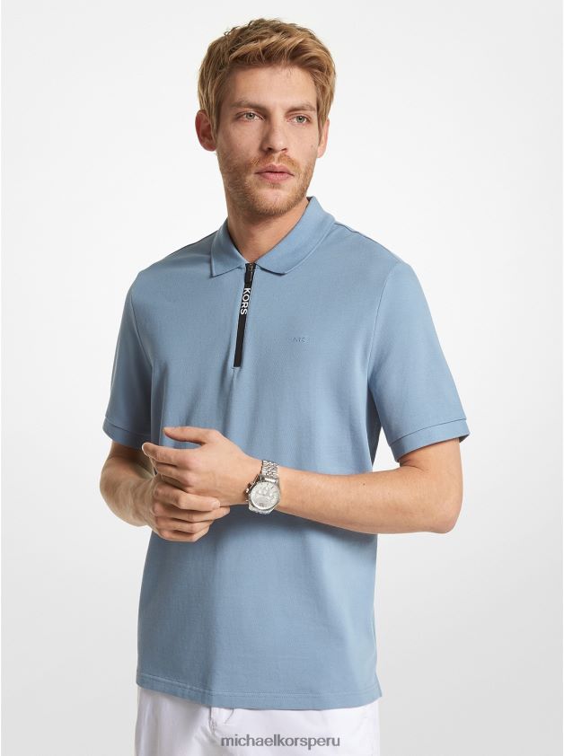 ropa educacion fisica Michael Kors hombres polo de algodón con media cremallera cambray 8FX48V2871