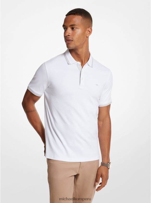 ropa educacion fisica Michael Kors hombres polo de algodón greenwich blanco 8FX48V2877