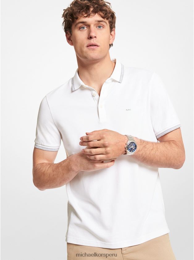 ropa educacion fisica Michael Kors hombres polo de algodón greenwich blanco 8FX48V2886