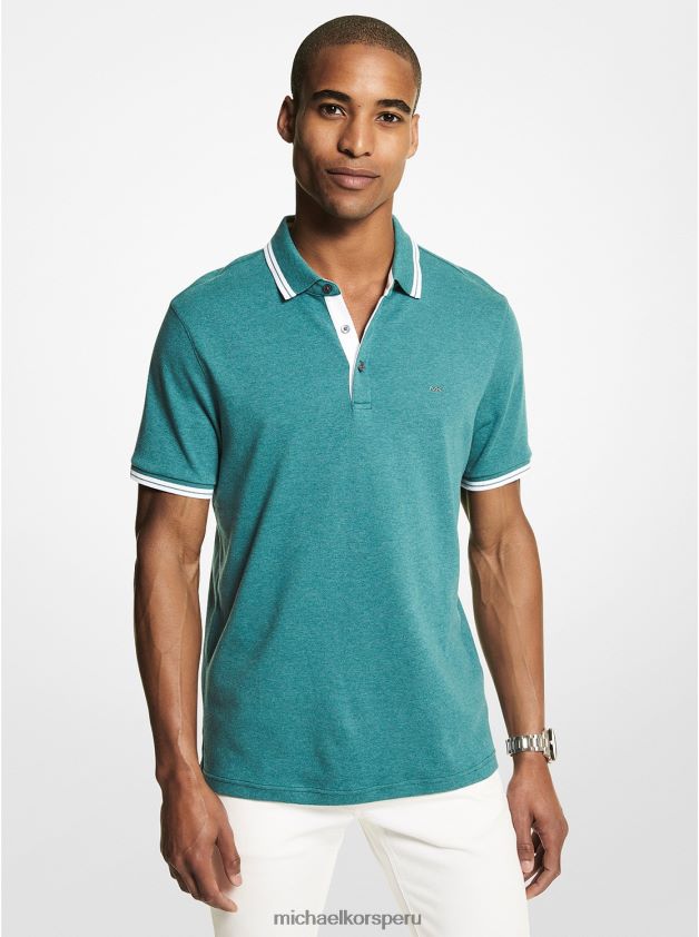 ropa educacion fisica Michael Kors hombres polo de algodón greenwich nas verde azulado hr 8FX48V2906