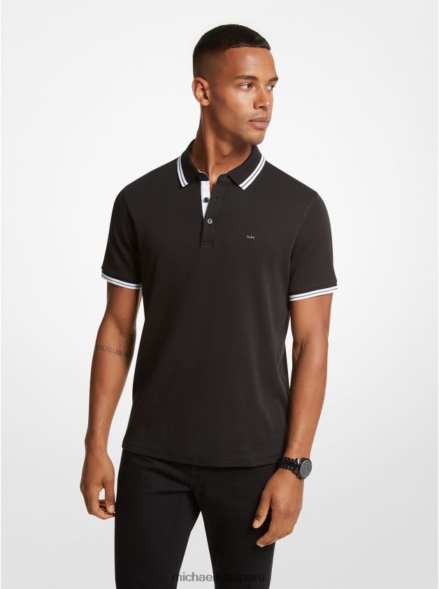 ropa educacion fisica Michael Kors hombres polo de algodón greenwich negro 8FX48V2878