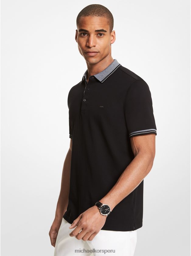 ropa educacion fisica Michael Kors hombres polo de algodón greenwich negro 8FX48V2887