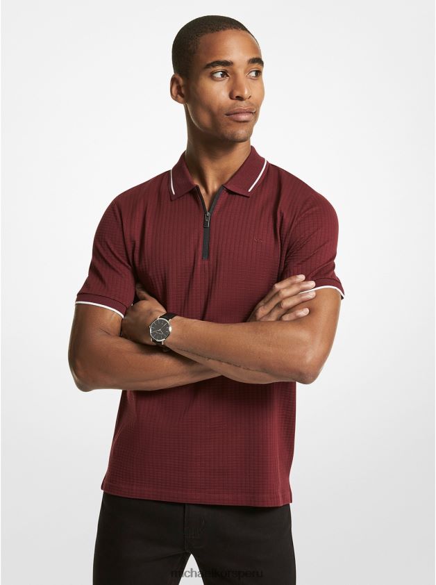 ropa educacion fisica Michael Kors hombres polo de algodón tejido waffle merlot 8FX48V2864