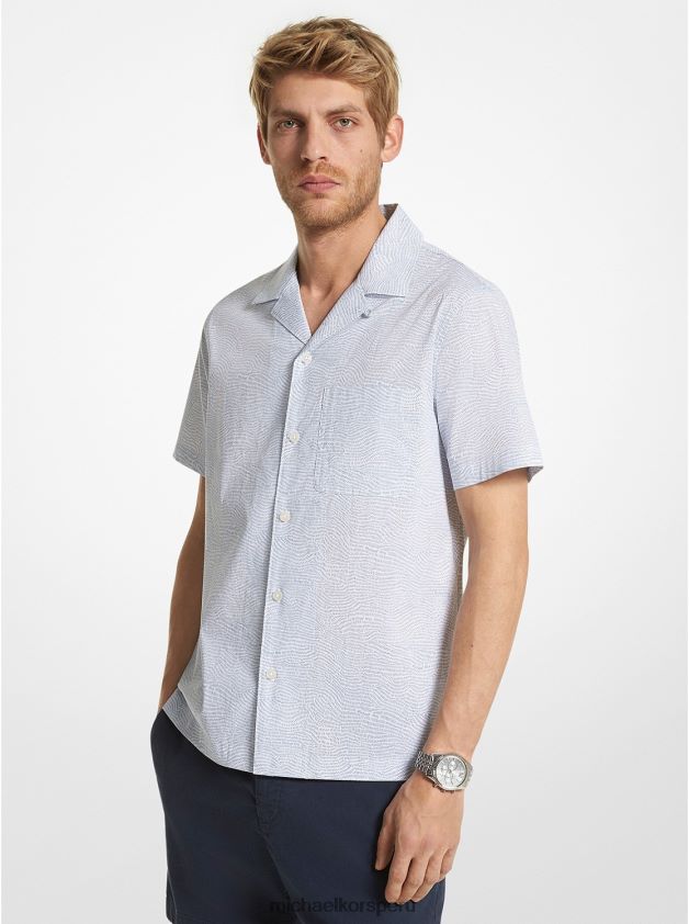 ropa educacion fisica Michael Kors hombres camisa de manga corta de algodón elástico estampada blanco 8FX48V3122