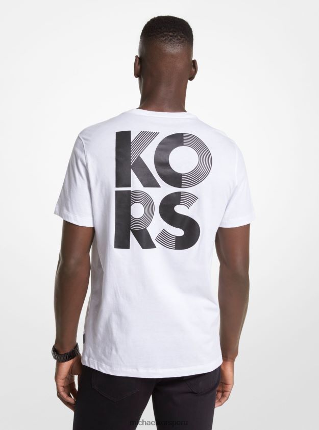 ropa educacion fisica Michael Kors hombres camiseta de algodón con logo blanco 8FX48V2921