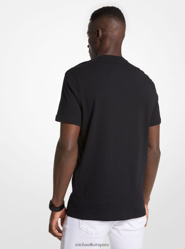 ropa educacion fisica Michael Kors hombres playera con logo gráfico negro 8FX48V2950