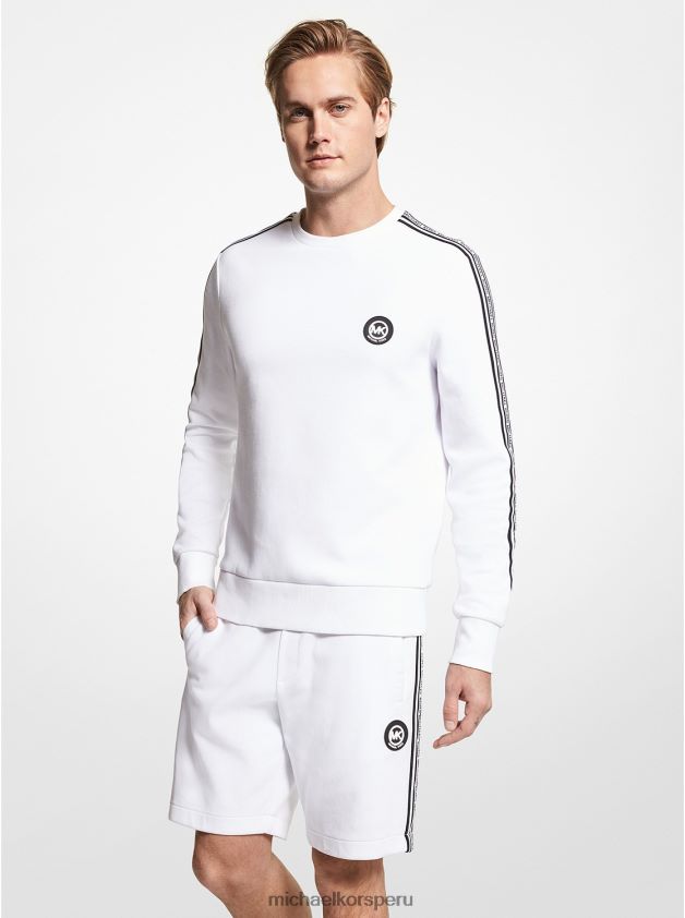 ropa educacion fisica Michael Kors hombres sudadera con cinta del logo blanco 8FX48V2929