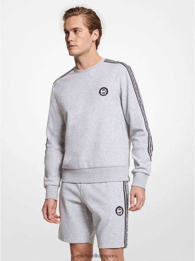 ropa educacion fisica Michael Kors hombres sudadera con cinta del logo cuero gris 8FX48V2930