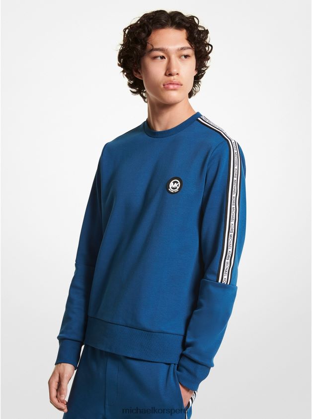 ropa educacion fisica Michael Kors hombres sudadera con cinta del logo rio azul 8FX48V2927