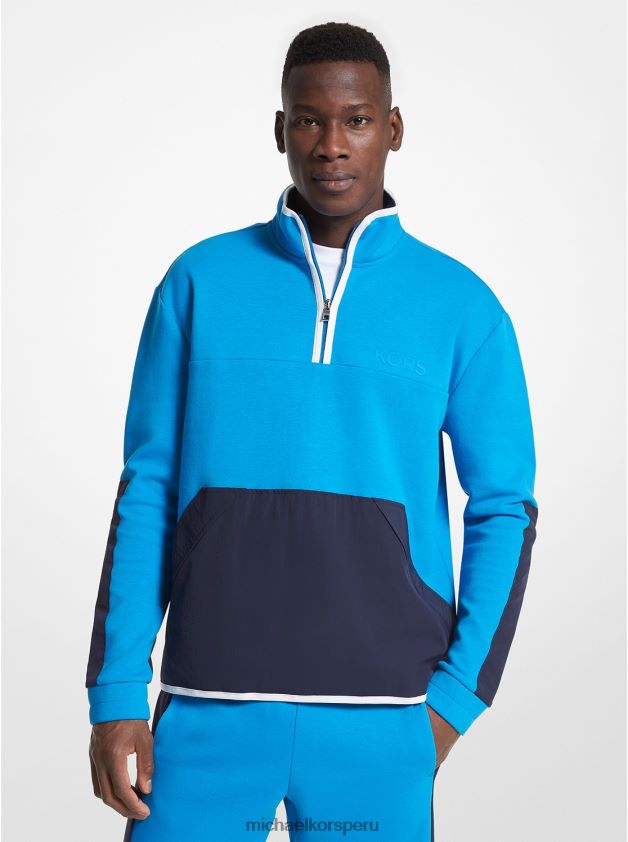 ropa educacion fisica Michael Kors hombres sudadera en mezcla de algodón con media cremallera cielo perfecto 8FX48V2998