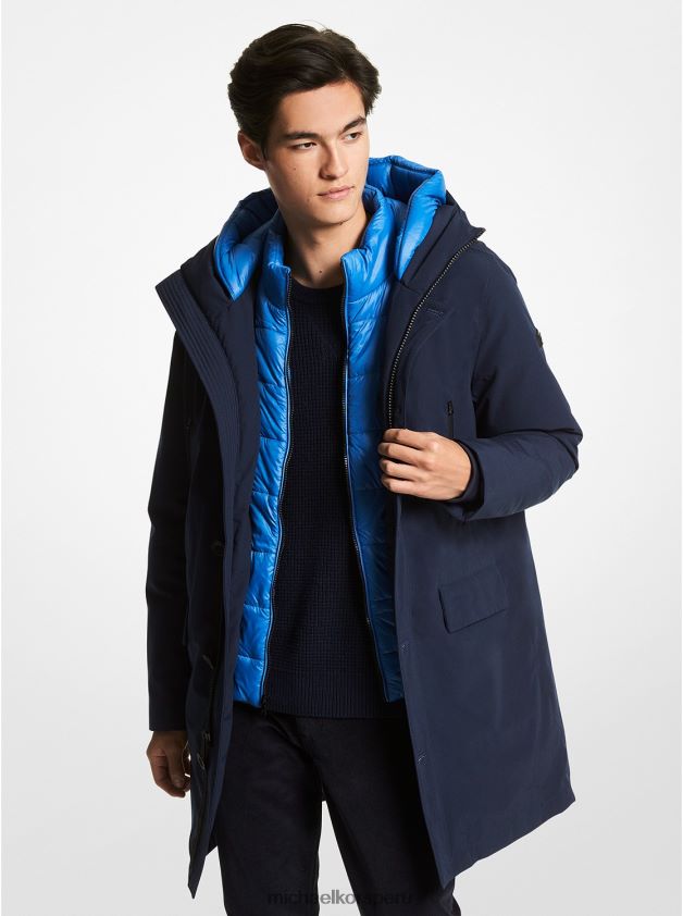 ropa educacion fisica Michael Kors hombres abrigo con capucha 2 en 1 azul medianoche 8FX48V2839