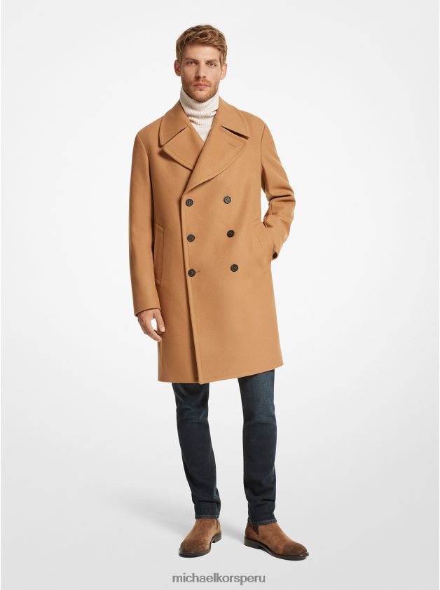 ropa educacion fisica Michael Kors hombres abrigo con doble botonadura en mezcla de lana camello 8FX48V2850