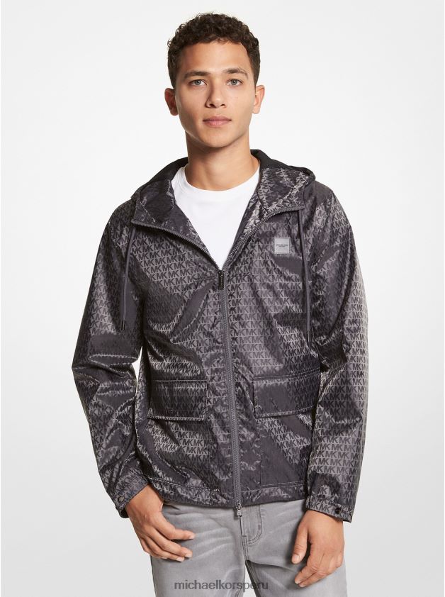 ropa educacion fisica Michael Kors hombres anorak cire con logo carbón 8FX48V2829