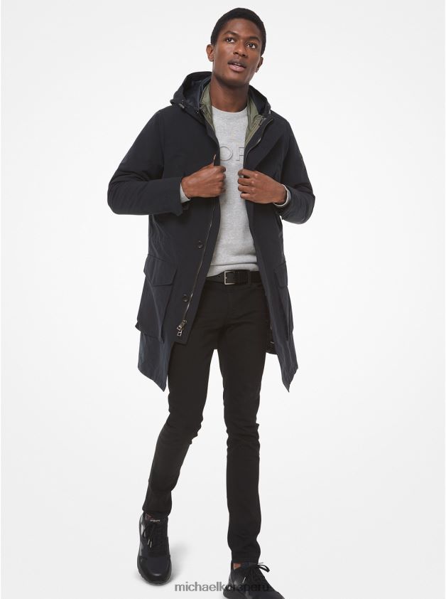 ropa educacion fisica Michael Kors hombres anorak de nailon negro lavado 8FX48V2784