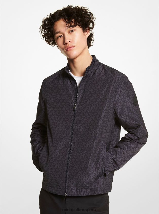 ropa educacion fisica Michael Kors hombres chamarra deportiva con logo estampado negro 8FX48V2782