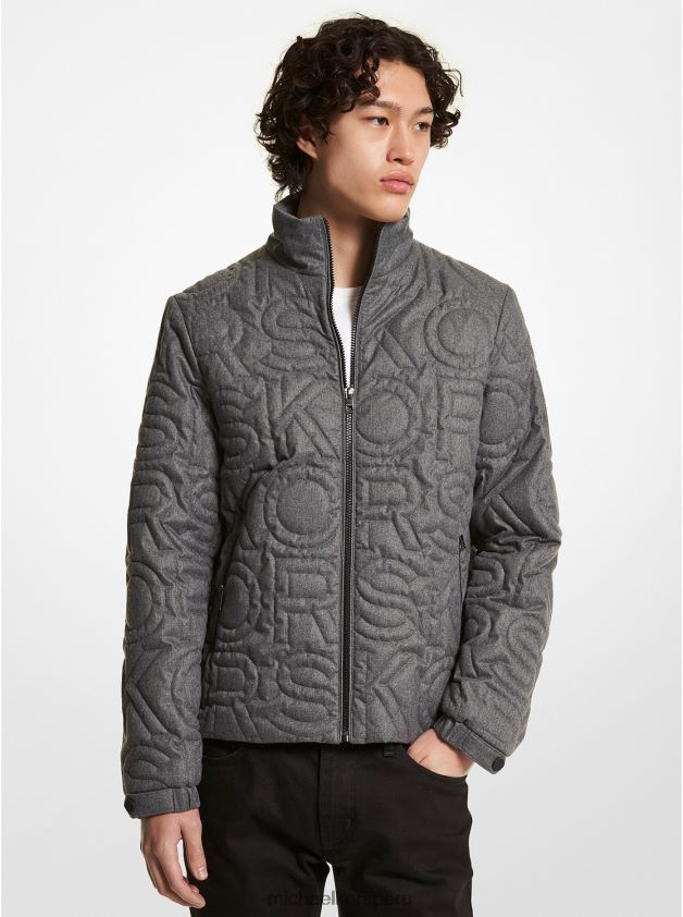 ropa educacion fisica Michael Kors hombres chaqueta acolchada con logo ceniza 8FX48V2807