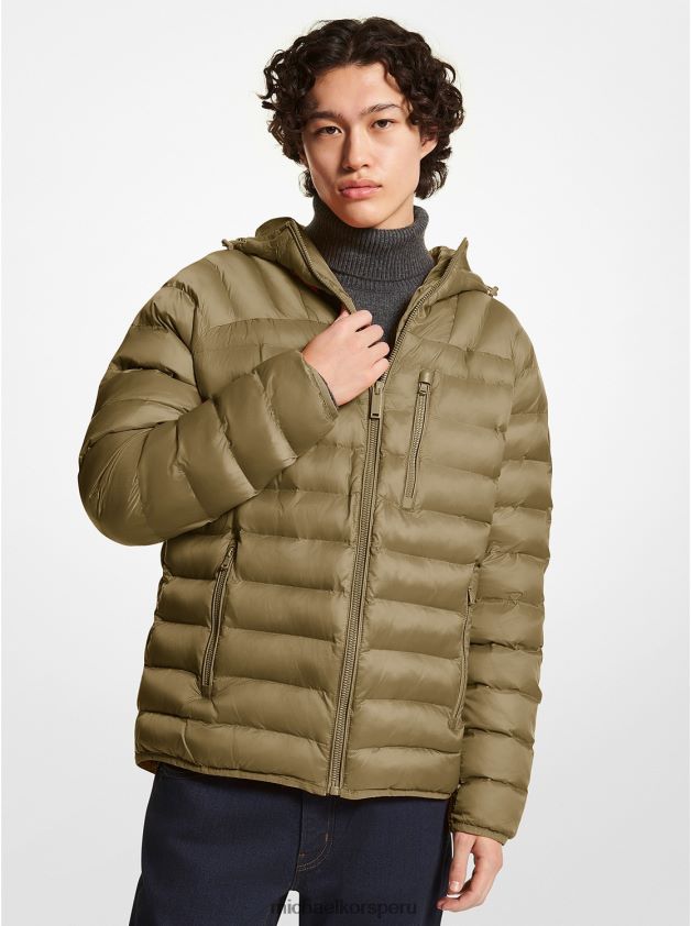 ropa educacion fisica Michael Kors hombres chaqueta acolchada de nailon Rialto aceituna 8FX48V2808
