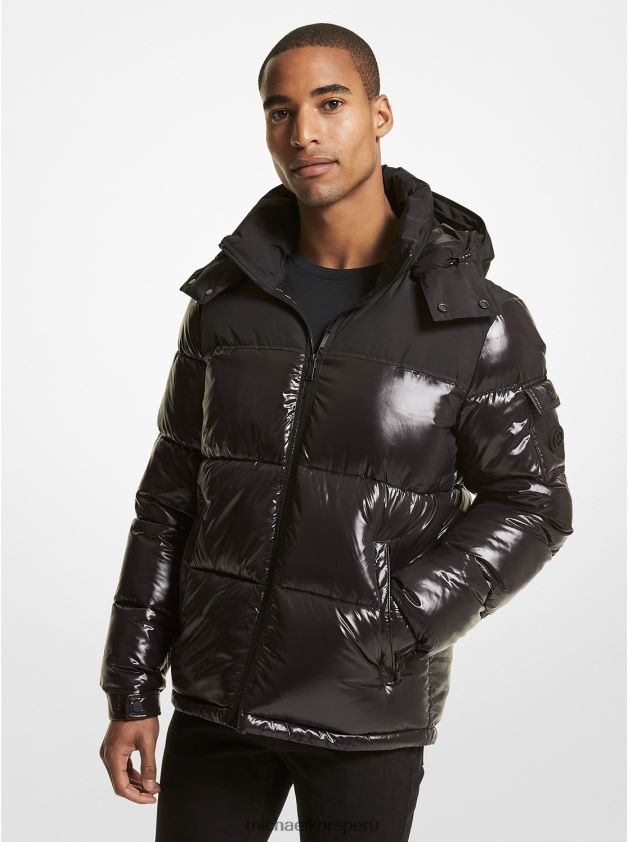 ropa educacion fisica Michael Kors hombres chaqueta acolchada de nailon cire de roseville negro 8FX48V2804