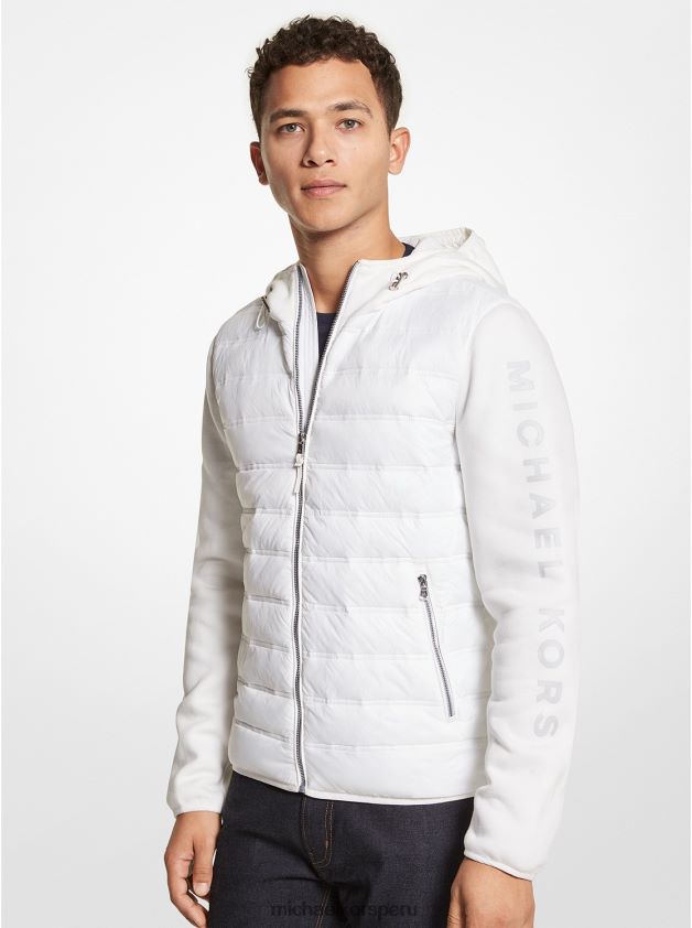 ropa educacion fisica Michael Kors hombres chaqueta acolchada de nailon con capucha y camuflaje blanco 8FX48V2820