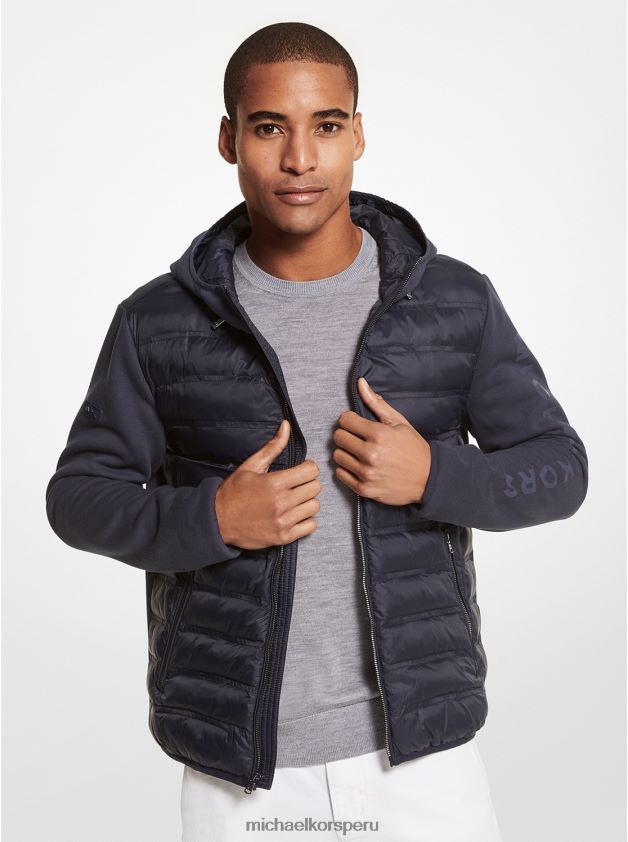 ropa educacion fisica Michael Kors hombres chaqueta acolchada de nailon con capucha y camuflaje índigo oscuro 8FX48V2819