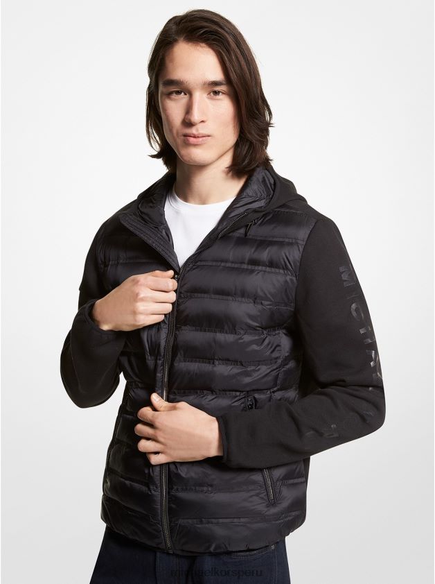 ropa educacion fisica Michael Kors hombres chaqueta acolchada de nailon con capucha y camuflaje negro 8FX48V2822