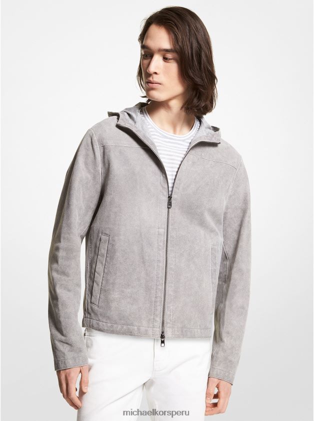 ropa educacion fisica Michael Kors hombres chaqueta de gamuza con lavado ácido concreto 8FX48V2783