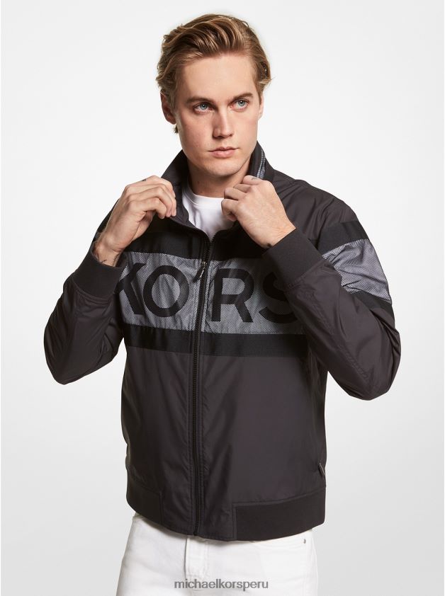 ropa educacion fisica Michael Kors hombres chaqueta de malla con logo negro 8FX48V2837
