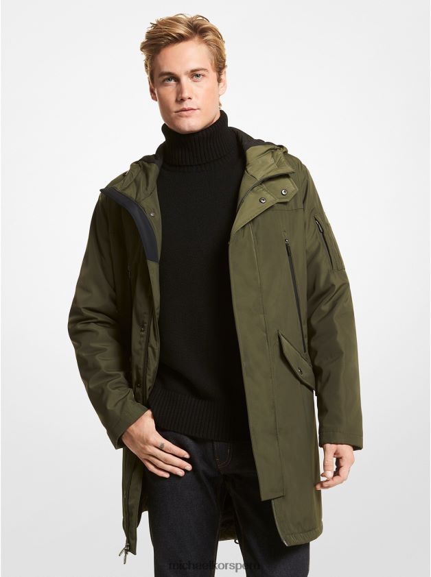 ropa educacion fisica Michael Kors hombres parka con capucha resistente al agua hiedra 8FX48V2843